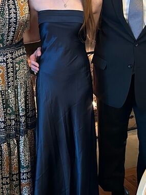 Altar'd State Navy Strapless Satin Prom Gown